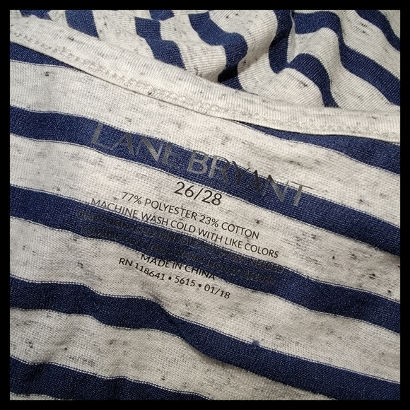 Lane Bryant 26/28 Gray Blue Striped Tank Top - Picture 3 of 5
